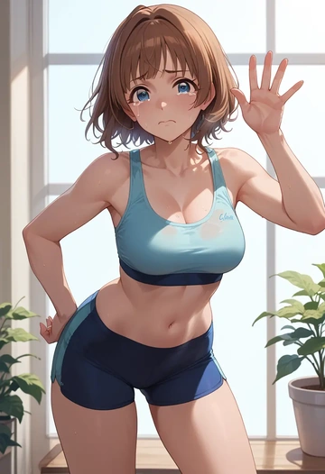 idolmaster,sakuma_mayu,yoga shorts  - AI generated anime art