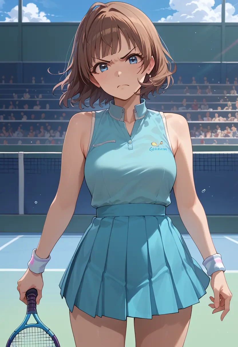 idolmaster,sakuma_mayu,tennis dress,visor,trainers  - 