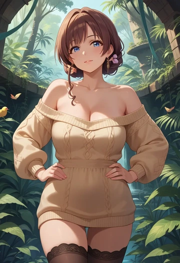 idolmaster,sakuma_mayu,off-shoulder,sweater  - AI generated anime art