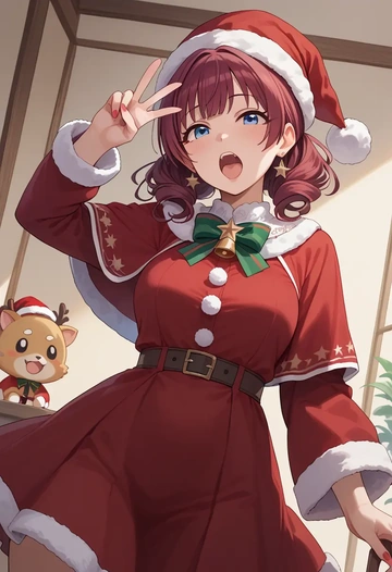 idolmaster,sakuma_mayu,Christmas,red velvet dress  - AI generated anime art