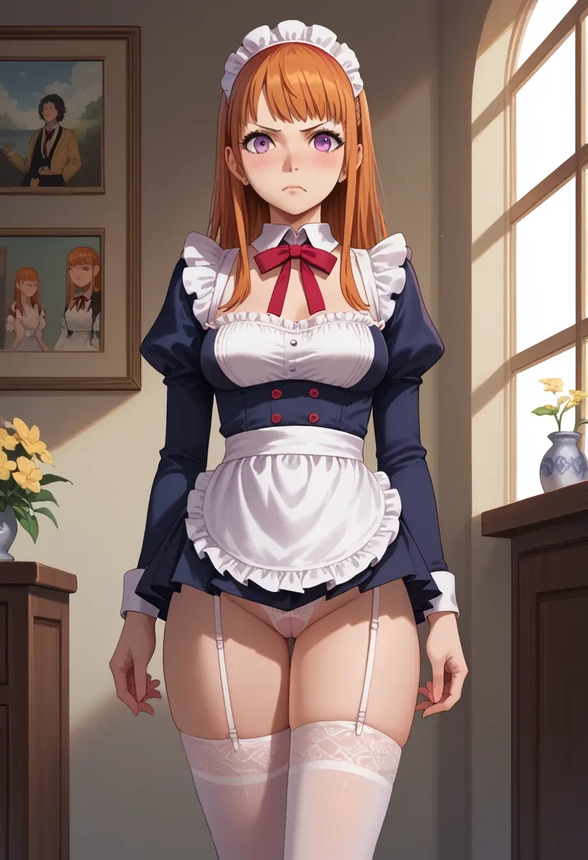 persona,sakura_futaba,maid, sexy, stockings,panties  - 