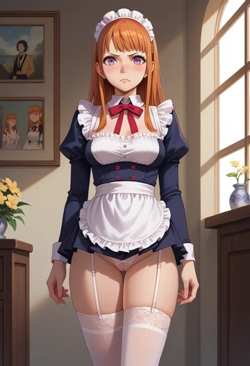 persona,sakura_futaba,maid, sexy, stockings,panties  - AI generated anime art