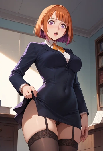 persona,sakura_futaba,secretary, stockings  - AI generated anime art