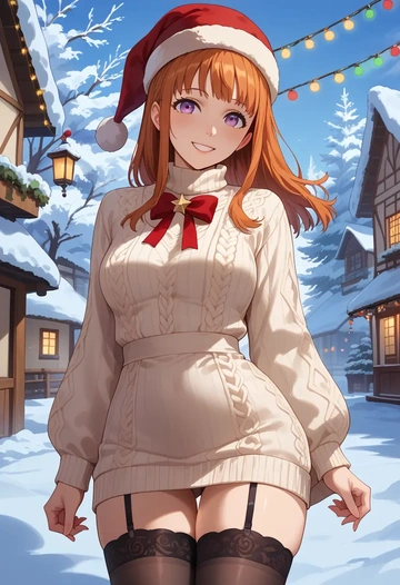 persona,sakura_futaba,sweater,stockings,Thigh garters  - AI generated anime art