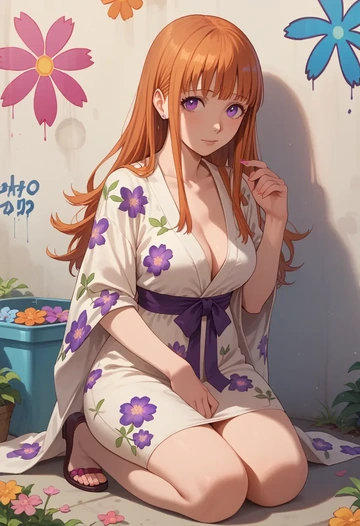 persona,sakura_futaba,floral graffiti blouse,dolphin shorts  - AI generated anime art