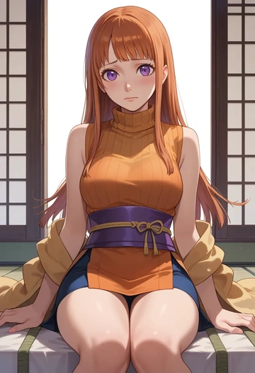 persona,sakura_futaba,turtleneck,knit,maxi skirt  - AI generated anime art