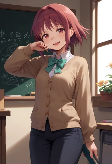 mahou_shoujo_madoka_magica,sakura_kyoko,teacher, sweater  - AI generated anime art