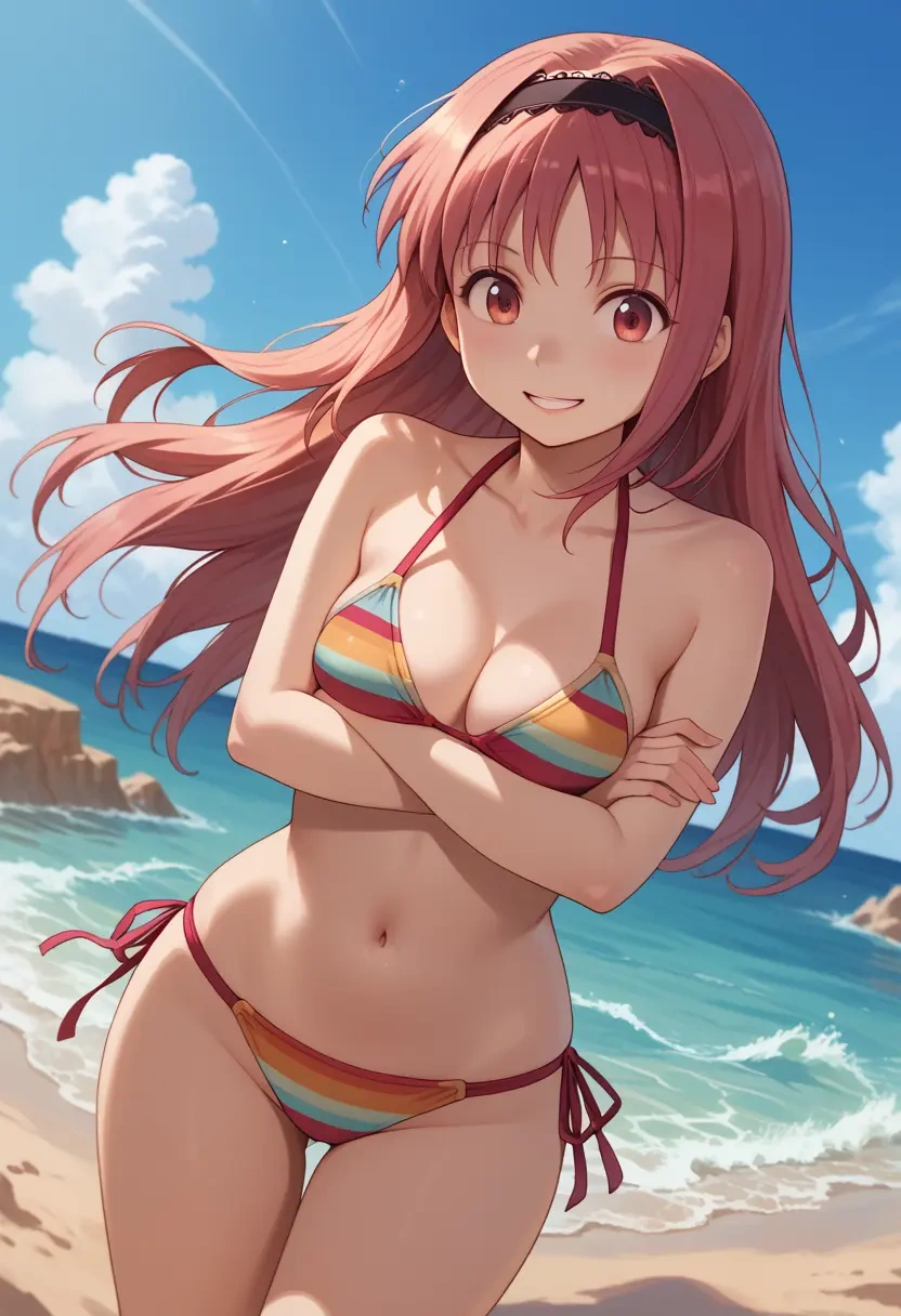 mahou_shoujo_madoka_magica,sakura_kyoko,bikini,rainbow-colored,sexy  - 