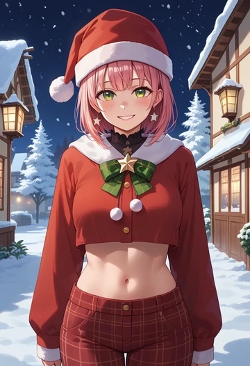 hololive,sakura_miko,Christmas,plaid trousers  - AI generated anime art