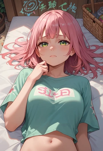 hololive,sakura_miko,crop graffiti tee,dolphin shorts  - AI generated anime art