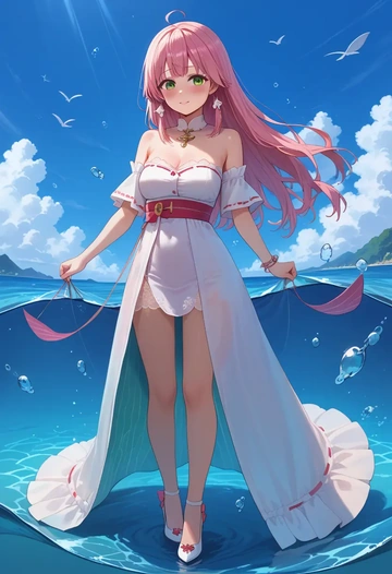 hololive,sakura_miko,gown,strapless,mermaid silhouette  - AI generated anime art