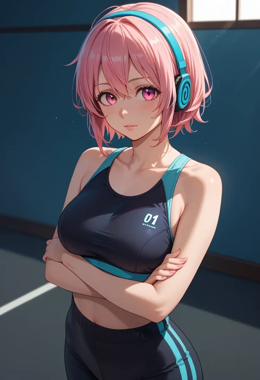 vocaloid,sakura_miku,athletic,track suit  - 