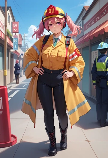 vocaloid,sakura_miku,firefighter  - AI generated anime art