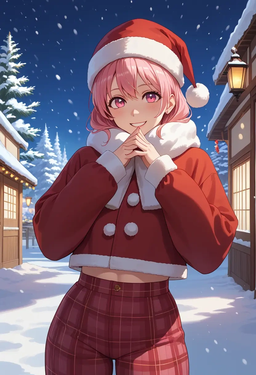 vocaloid,sakura_miku,Christmas,plaid trousers  - 