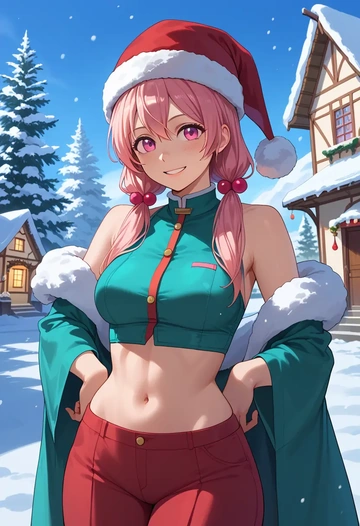 vocaloid,sakura_miku,Christmas,dress  - AI generated anime art