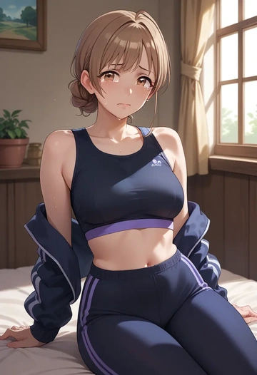 idolmaster,sakuragi_mano,athletic,track suit  - AI generated anime art