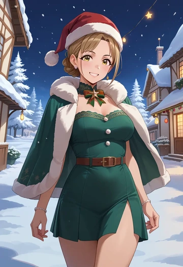 idolmaster,sakuragi_mano,Christmas,dress  - AI generated anime art