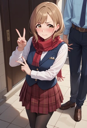 idolmaster,sakuragi_mano,winter,student uniform,vest  - AI generated anime art