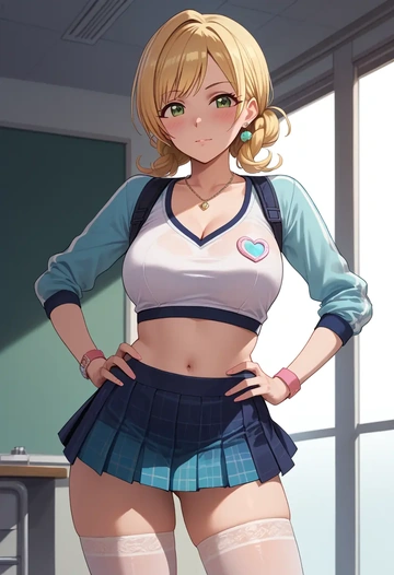 idolmaster,sakurai_momoka,mini skirt,stockings  - AI generated anime art