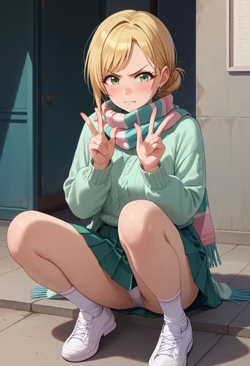 idolmaster,sakurai_momoka,spring,student uniform,knit sweater  - AI generated anime art