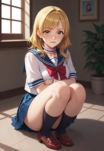 idolmaster,sakurai_momoka,sailor, uniform  - AI generated anime art