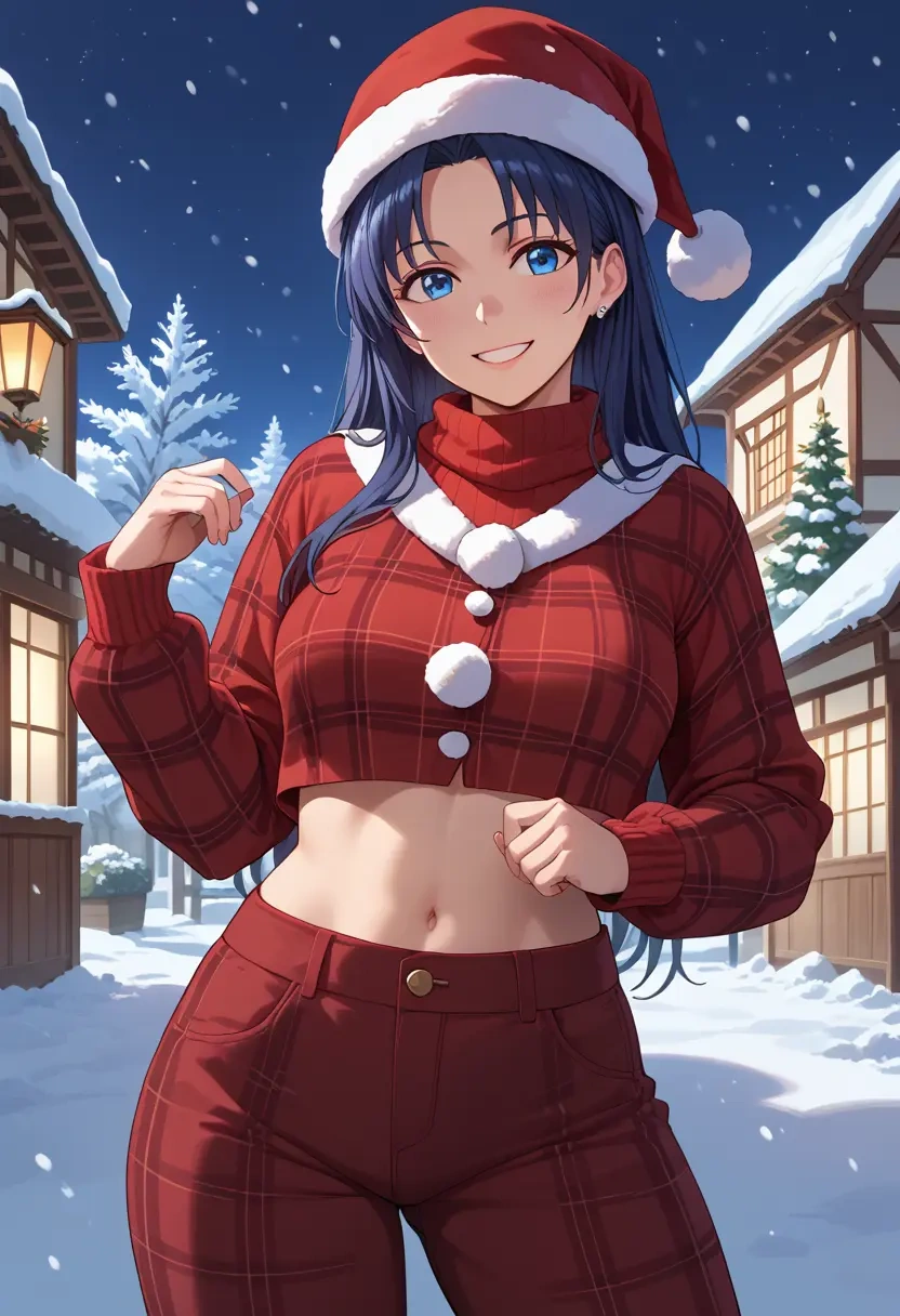 seishun_buta_yarou,sakurajima_mai,Christmas,plaid trousers  - 