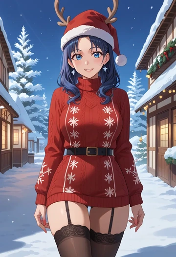 seishun_buta_yarou,sakurajima_mai,sweater,stockings,Thigh garters  - AI generated anime art