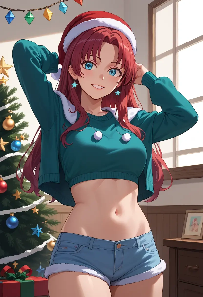 seishun_buta_yarou,sakurajima_mai,Christmas,red velvet shorts  - 