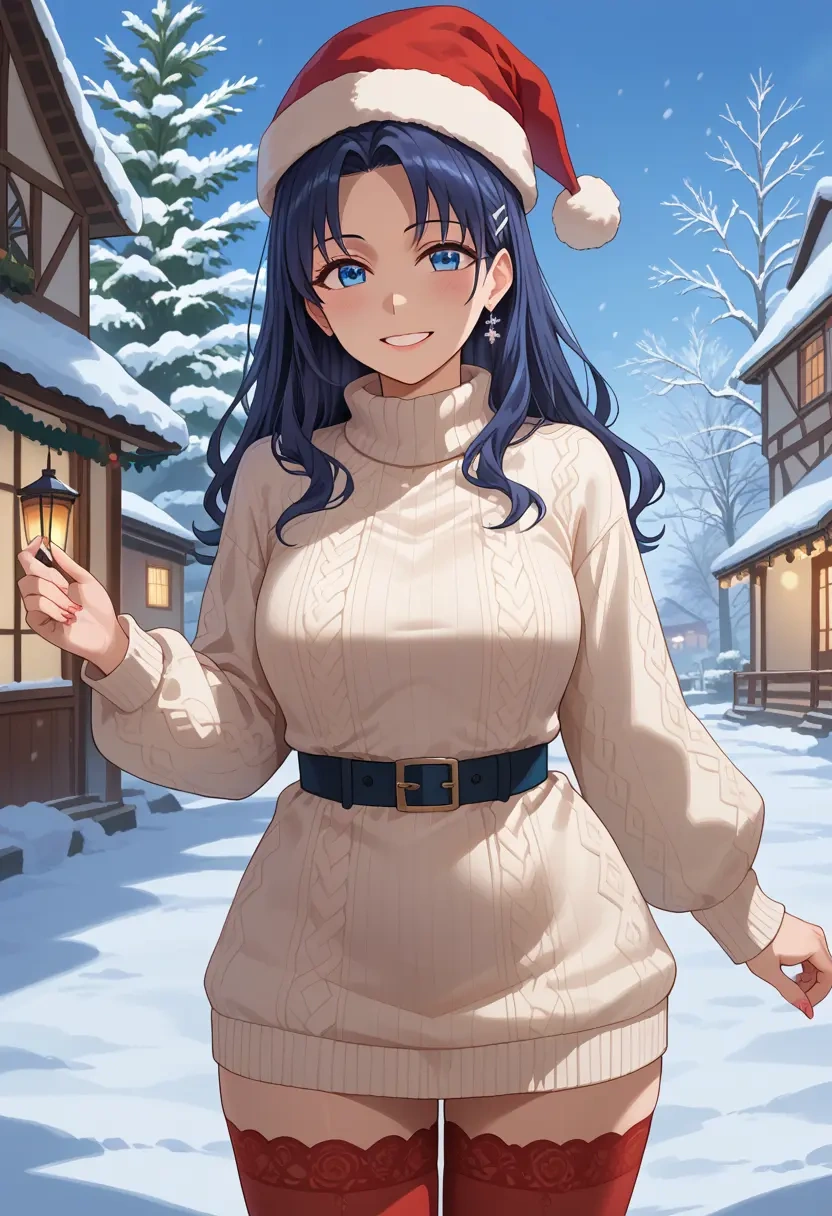 seishun_buta_yarou,sakurajima_mai,Christmas,sweater dress,stockings  - 