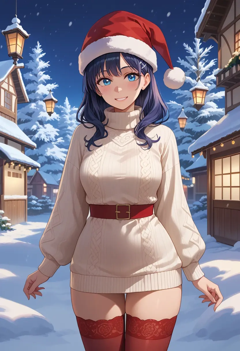 seishun_buta_yarou,sakurajima_mai,Christmas,sweater dress,stockings  - 