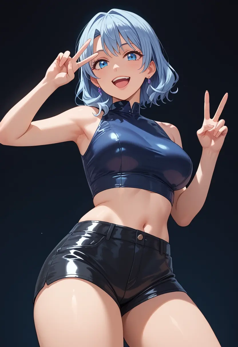 seishun_buta_yarou,sakurajima_mai,leather,shorts,crop top  - 