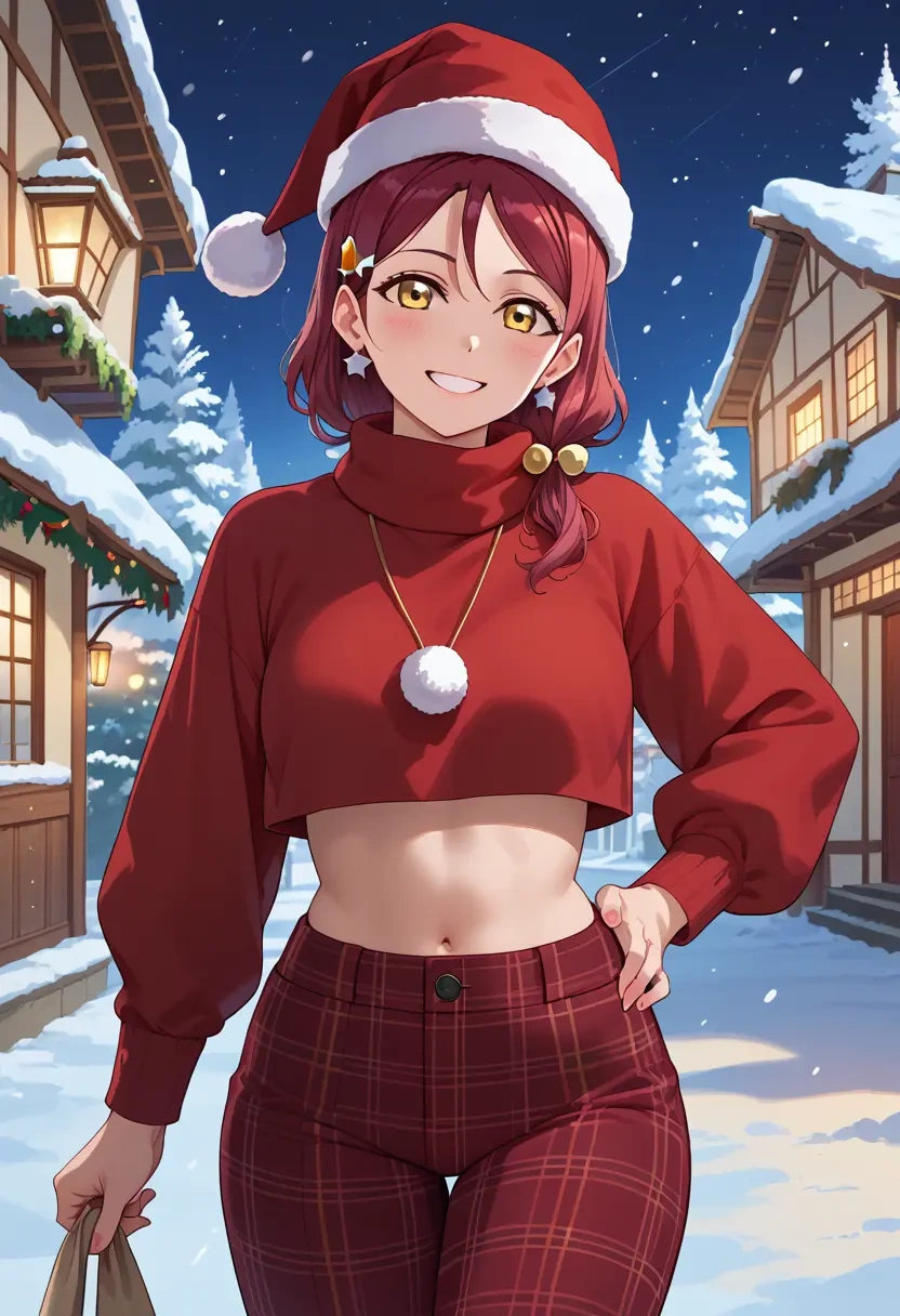 love_live,sakurauchi_riko,Christmas,plaid trousers  - 