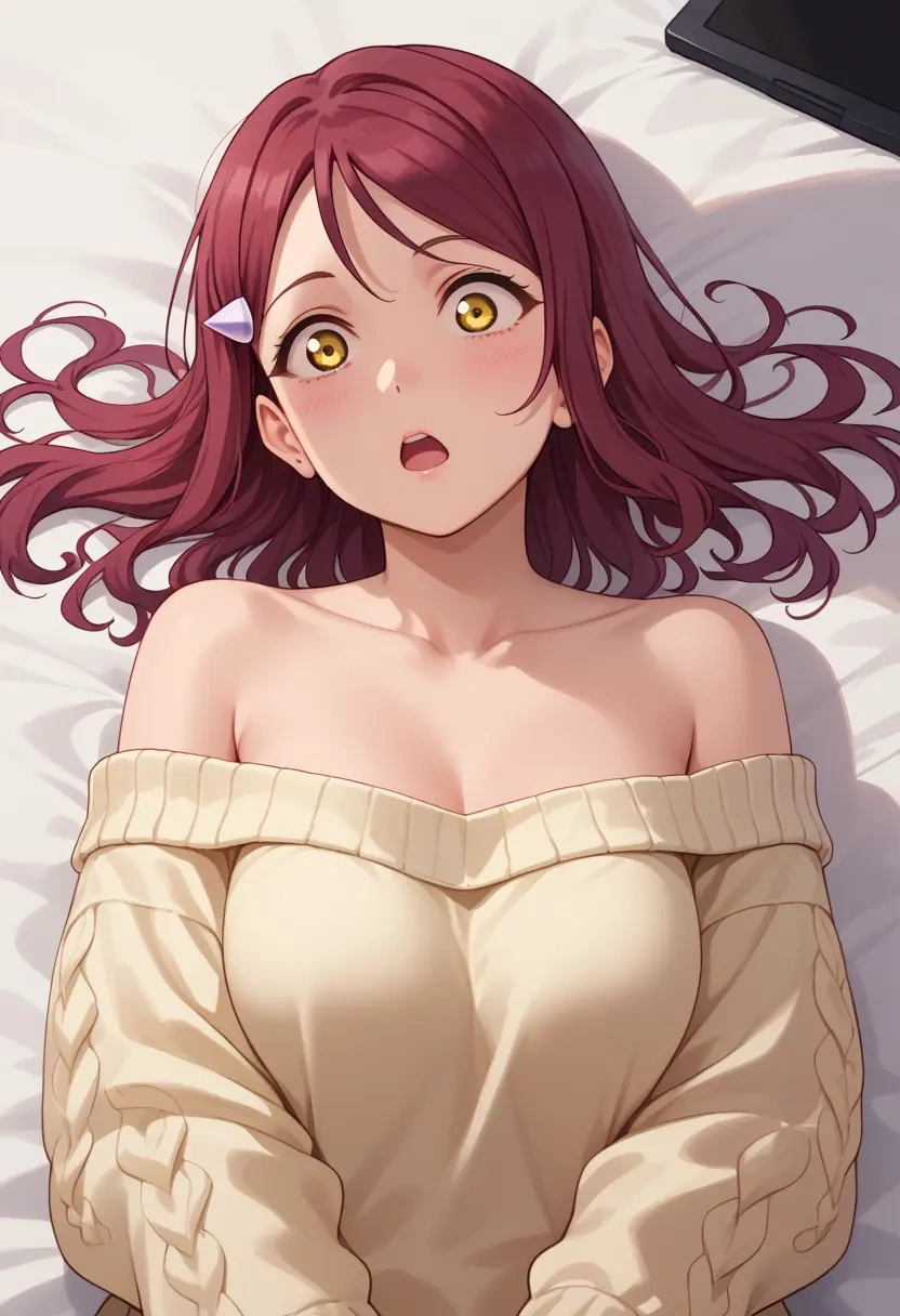 love_live,sakurauchi_riko,sweater,off-shoulder,collar  - 