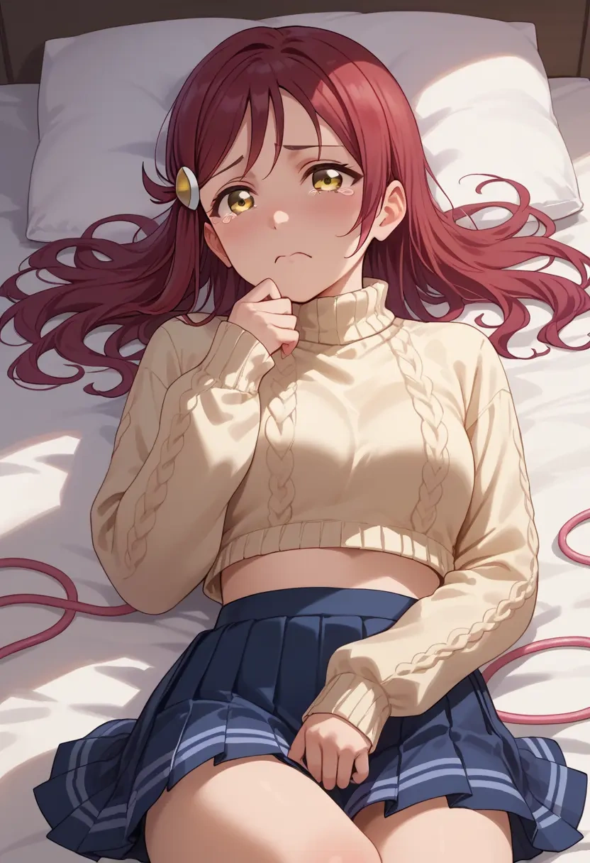 love_live,sakurauchi_riko,sweater,cropped,pleated midi skirt  - 