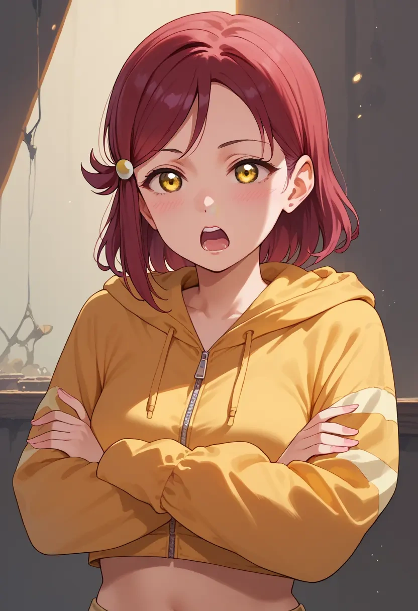 love_live,sakurauchi_riko,crop hoodie,shorts  - 