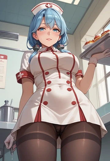 kantai_collection,samidare_(kancolle),nurse pantyhose,mini skirt, sexy  - AI generated anime art