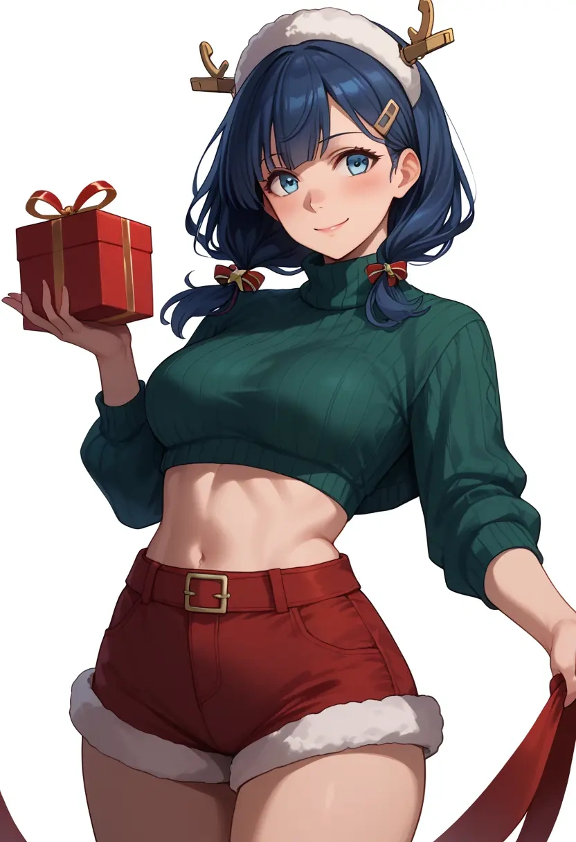 kantai_collection,samidare_(kancolle),Christmas,red velvet shorts,turtleneck sweater  - 