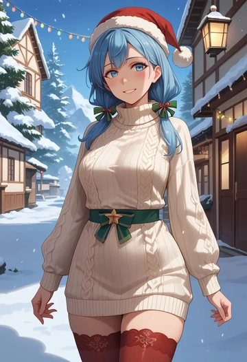 kantai_collection,samidare_(kancolle),Christmas,sweater dress,stockings  - AI generated anime art