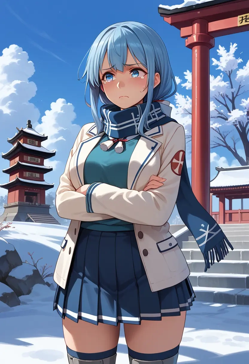 kantai_collection,samidare_(kancolle),winter,student uniform,puffer jacket  - 