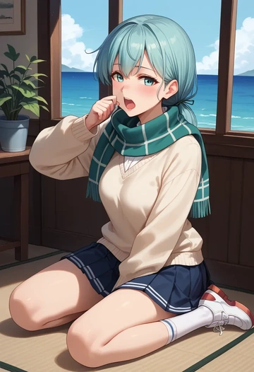 kantai_collection,samidare_(kancolle),spring,student uniform,knit sweater  - AI generated anime art