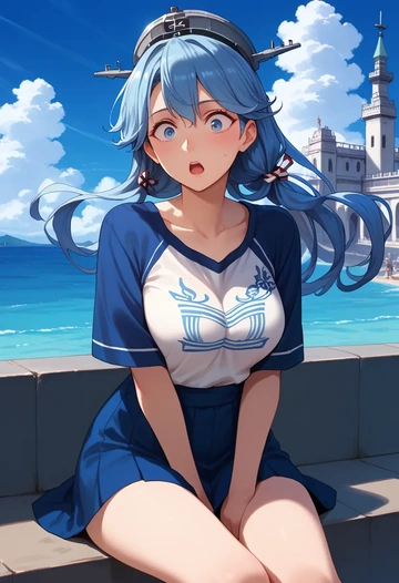 kantai_collection,samidare_(kancolle),handwritten script shirt,dolphin shorts  - AI generated anime art