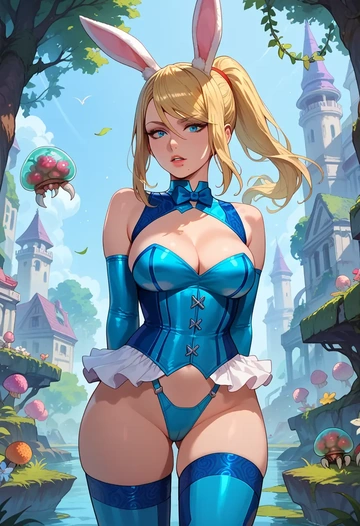 metroid,samus_aran,bunny girl  - AI generated anime art