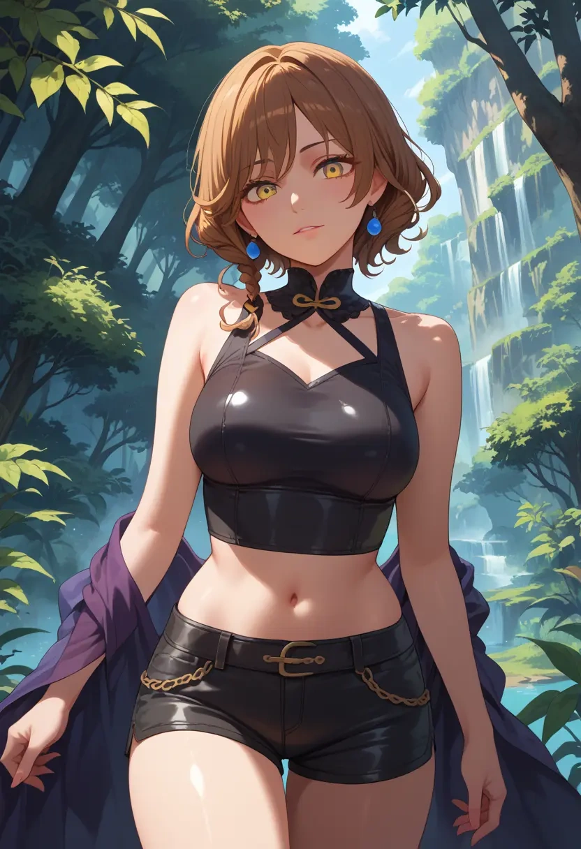 touken_ranbu,saniwa_(touken_ranbu),leather,shorts,crop top  - 