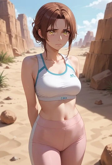 touken_ranbu,saniwa_(touken_ranbu),yoga shorts, bra  - AI generated anime art