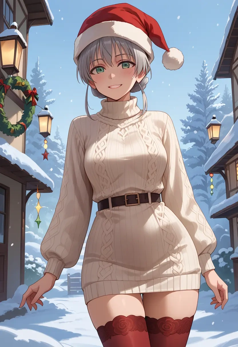 world_witches_series,sanya_v._litvyak,Christmas,sweater dress,stockings  - 