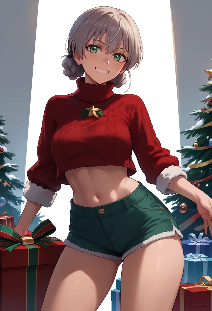 world_witches_series,sanya_v._litvyak,Christmas,red velvet shorts,turtleneck sweater  - 