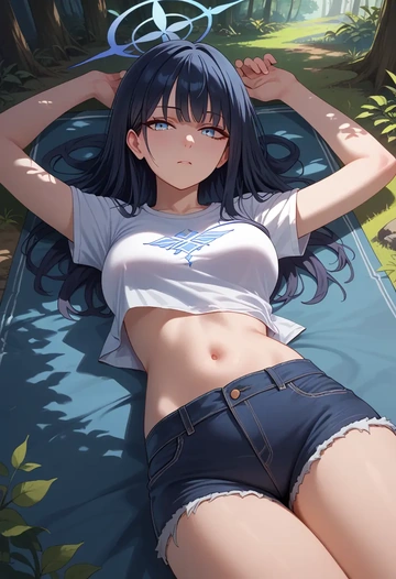 blue_archive,saori_(blue_archive),denim shorts  - AI generated anime art