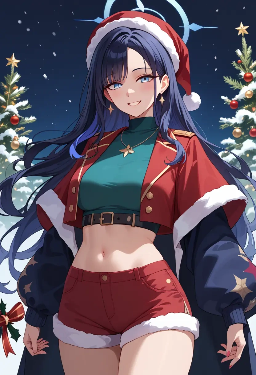 blue_archive,saori_(blue_archive),Christmas,red velvet shorts  - 