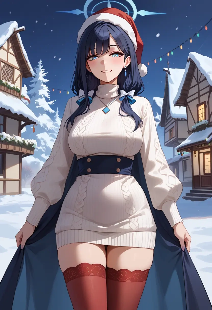 blue_archive,saori_(blue_archive),Christmas,sweater dress,stockings  - 