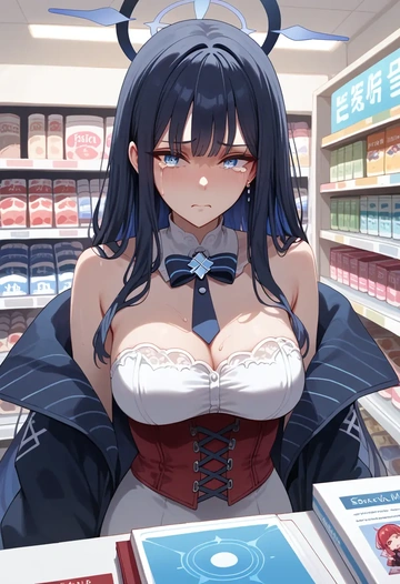 blue_archive,saori_(blue_archive),vampire corset,lace blouse,velvet skirt  - AI generated anime art